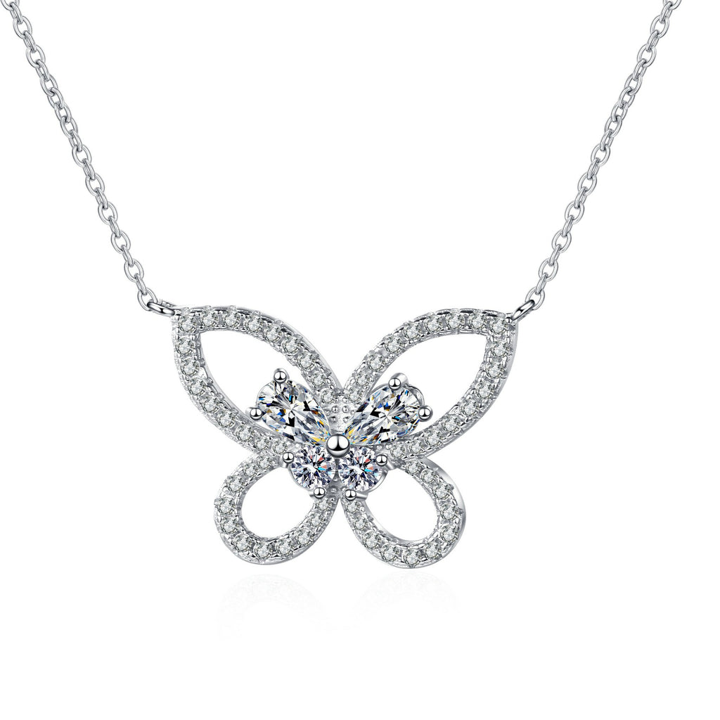 #165 Butterfly Design Moissanite Necklace S925 Sterling Silver