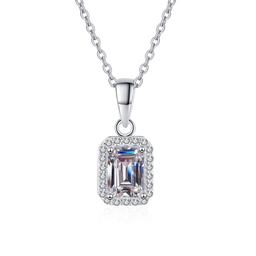 #149 Gorgeous Emerald Cut Moissanite Necklace S925 Sterling Silver