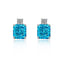 #196 Blue Artificial Stone Ear Stud and Necklace S925 Sterling Silver