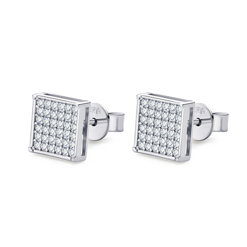 #544 All Moissanite Ear Stud Earring S925 Sterling Silver