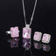 # 222 Gorgeous Artificial Gem Radiant Cut S925 Sterling Silver Ring Earing Necklace Set