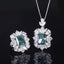 # 226 Gorgeous Artificial Gem Radiant Cut S925 Sterling Silver Ring Necklace Earring Set
